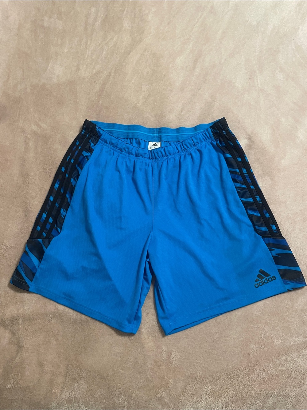 adidas Men's Bright Blue Athletic Shorts with Black Side Panels